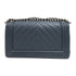 CHANEL CC SHW Boy 25 Chain Shoulder Bag Calfskin Leather Grey Blue