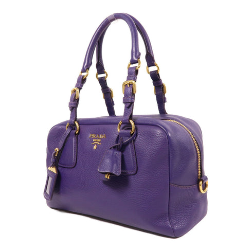 PRADA GHW Vitello Daino Shoulder Bag B3091M Leather Purple