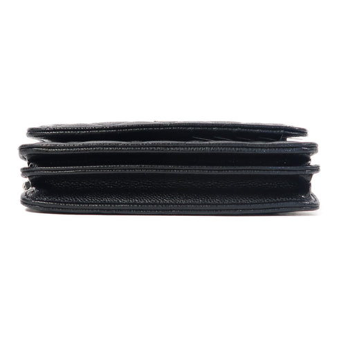 CHANEL Quilted CC SHW Wallet On Chain Mini WOC Chain Shoulder Bag Caviar Black