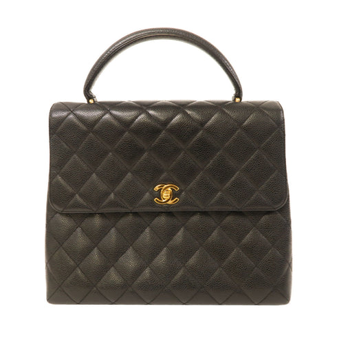 CHANEL Quilted CC GHW Vintage Handbag Caviar Leather Black