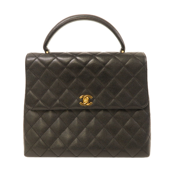 CHANEL Quilted CC GHW Vintage Handbag Caviar Leather Black