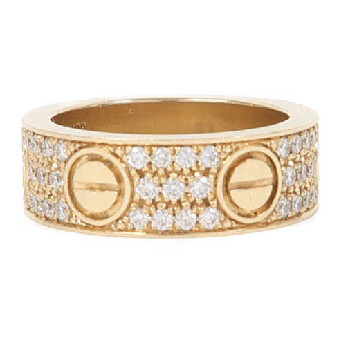 CARTIER Love Ring Diamond Paved 18K Yellow Gold US 5.75 Cartier#51