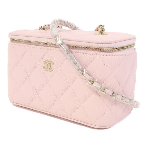 CHANEL Quilted CC GHW Chain Shoulder Bag Calfskin Leather Pink v1