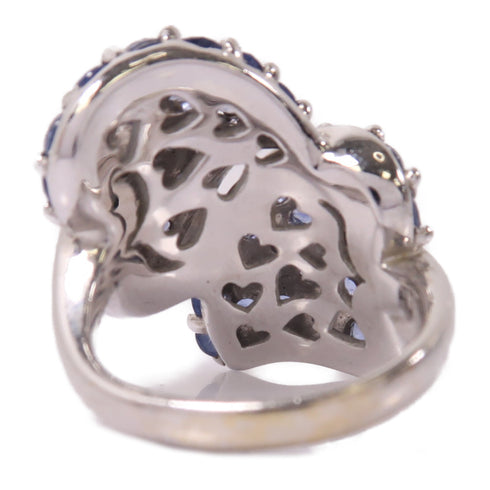 Fine Jewelry 4.36ct Sapphire 0.14ct Diamond Ring US#6 18K White Gold