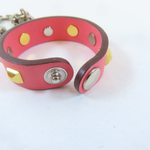 HERMES Rivale Glove Clip Swift Leather Metal Pink Silver Gold