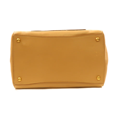 PRADA GHW 2 Way Shoulder Bag Calfskin Leather Brown