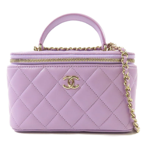 CHANEL GHW Vanity Case 2Way Shoulder Bag Lambskin Leather