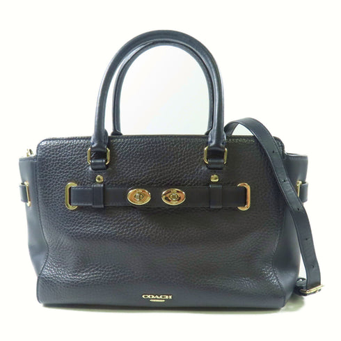COACH SHW 2 Way Bag Calfskin Leather
