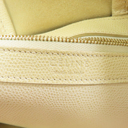 CELINE GHW Cabas Tote 2way Shoulder Bag Calfskin Leather White