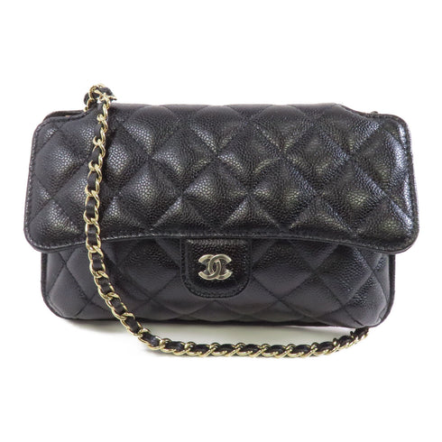 CHANEL Quilted CC GHW 2 Way Folder Tote Shoulder Bag Calfskin Black/Multicolor