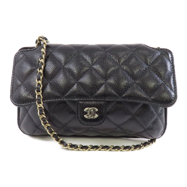 CHANEL Quilted CC GHW 2 Way Folder Tote Shoulder Bag Calfskin Black/Multicolor