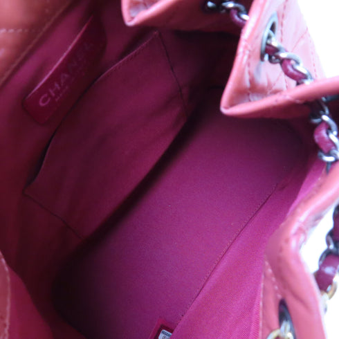 CHANEL Quilted SHW CC Gabrielle Backpack Rucksack Calfskin Leather Wine-Red