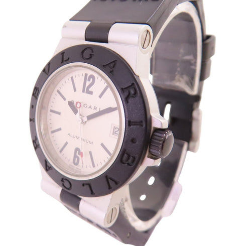 BVLGARI Diagono AL32A Quartz Watch Rubber Belt Aluminium