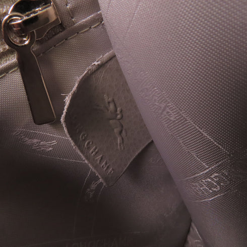 Longchamp GHW Shoulder Bag Crossbody Calfskin Leather Grey