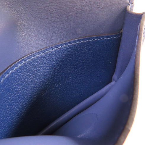 HERMES PHW Dogon Card Case Card Holder Evercolor Leather Bleu Brighton Blue