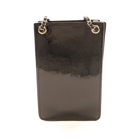 CHANEL CC GHW Chain Shoulder Bag Patent Leather Black v1