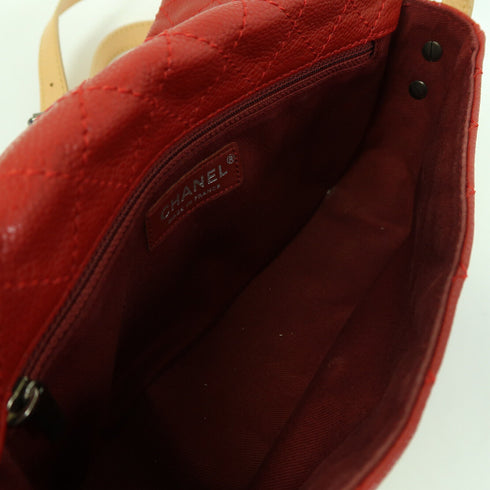 CHANEL Quilted CC Shoulder Bag Caviar Leather Red