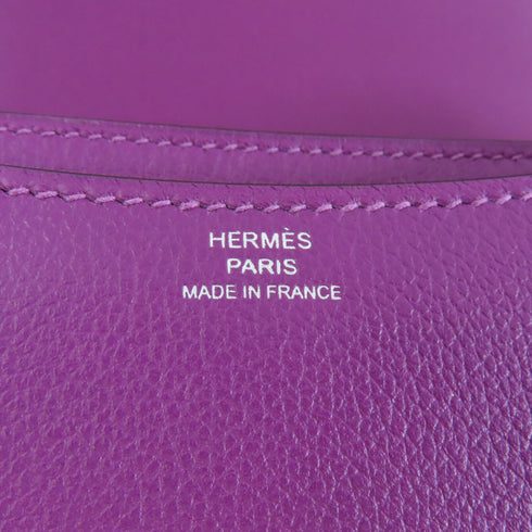 HERMES PHW Constance Mini Shoulder Bag Evercolor Leather Anemone Purple