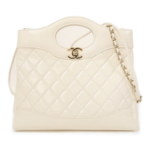 CHANEL CC GHW Chanel 31 2 Way Shoulder Bag Handbag AS4133 Lambskin Leather White