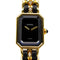 CHANEL CC Premiere L Quartz Movement Watch H0001 Gold Plated Leather Black