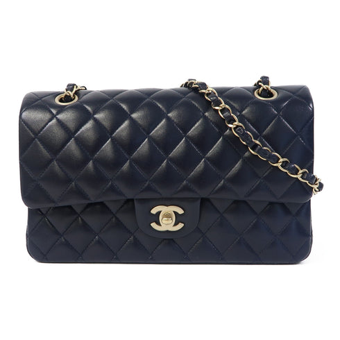 CHANEL Quilted CC GHW Classic 25 Chain Shoulder Bag Lambskin Leather Blue
