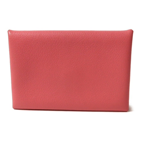 HERMES PHW Calvi Card Holder Evercolor Leather Rose Lipstick