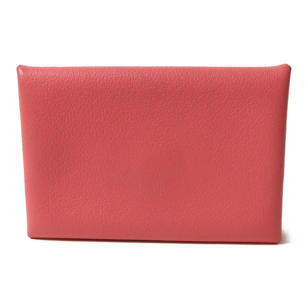 HERMES PHW Calvi Card Holder Evercolor Leather Rose Lipstick