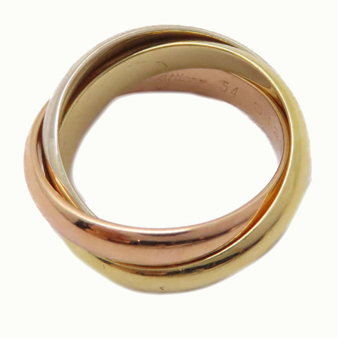 CARTIER Trinity Ring B4234200 18K Yellow White Pink Gold US#6.75 Cartier#54