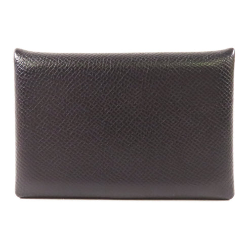 HERMES Calvi Verso Card Holder Card Case Epsom Leather Black Noir