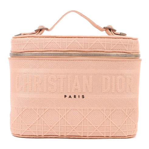 Christian Dior CD SHW Vanity Case Hand Bag Canvas Pink