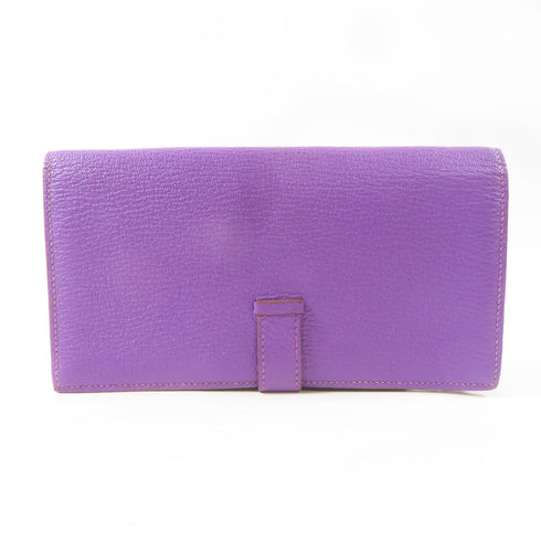 HERMES PHW Bearn W Snap Long Wallet Chevre Cyclamen/Purple