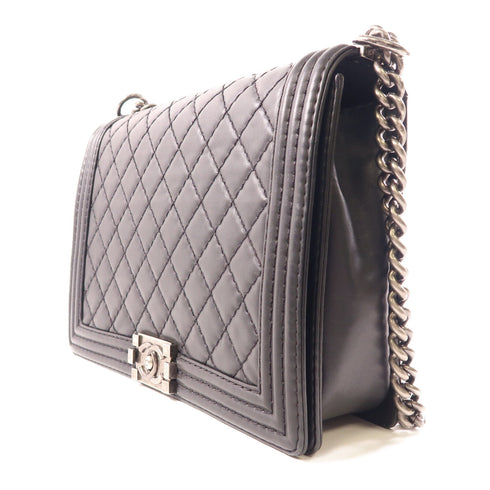 CHANEL CC SHW Boy 30 Crossbody Chain Shoulder Bag Leather