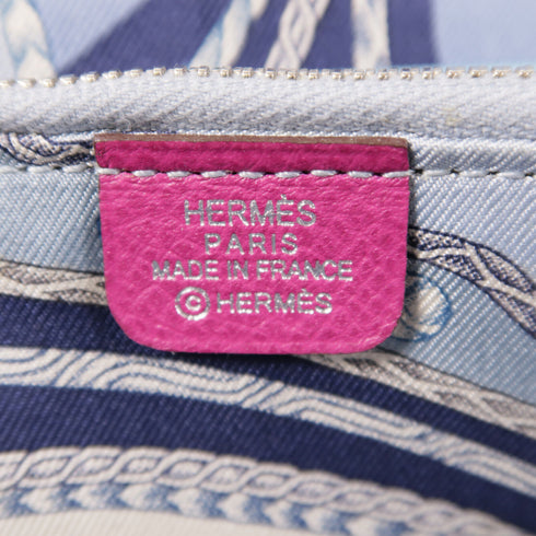 HERMES PHW Silk In Classique Long Wallet 075187CK Epsom Leather Purple