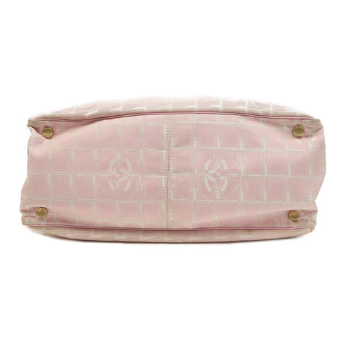 CHANEL CC GHW New Travel Line Tote Bag Handbag Nylon Pink