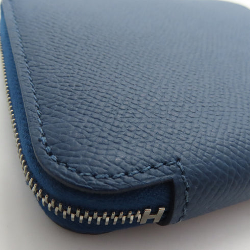 HERMES PHW Silk In Wallet Epsom Leather Navy