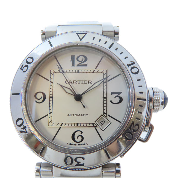 CARTIER Pasha Seatimer Automatic Watch W31080M7 Stainless Steel White