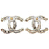 CHANEL CC Earrings Metal Gold/Black/White