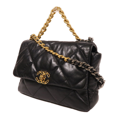 CHANEL CC Chanel 19 2 Way Chain Shoulder Bag AS1161 Calfskin Leather Black