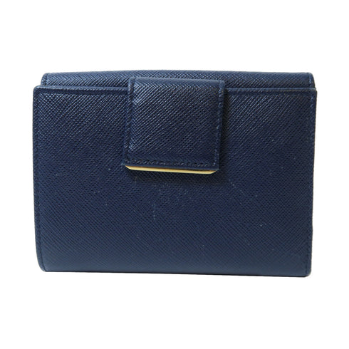 PRADA GHW Fold Wallet 1MH523 Saffiano Leather Navy