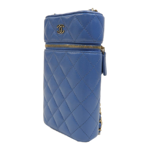 CHANEL Quilted CC GHW Classic Vanity Chain Shoulder Bag AP2084 Calfskin Blue