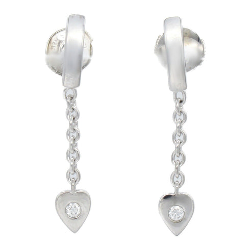 CARTIER Diamond Mon Amour Dangle Heart Earrings 18K White Gold