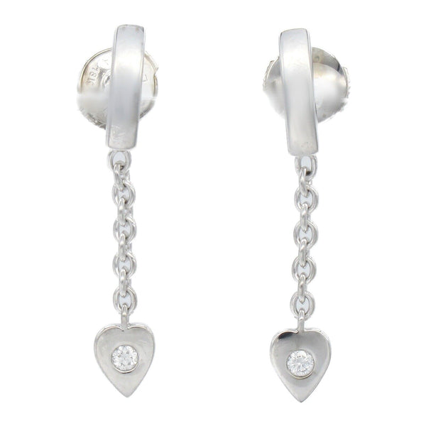 CARTIER Diamond Mon Amour Dangle Heart Earrings 18K White Gold