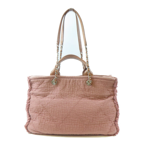 CHANEL CC SHW 2 Way Shoulder Handbag Tote Bag Fabric Pink
