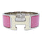 HERMES Clic Clac H Bracelet Bangle Metal Silver Pink