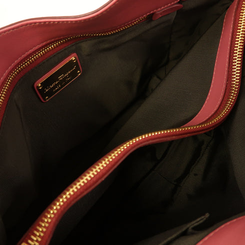 Salvatore Ferragamo GHW Shoulder Bag Calfskin Leather Pink