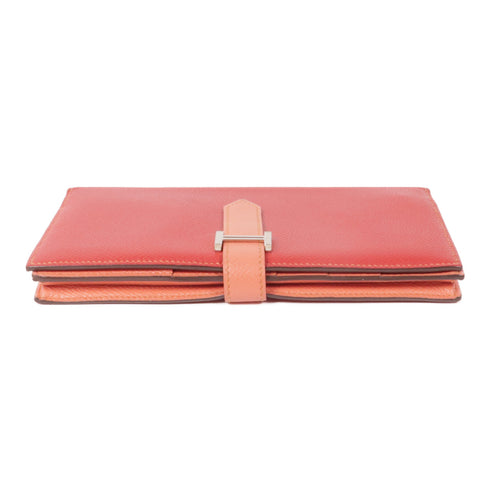 HERMES PHW Bearn Long Wallet Veau Epsom Leather Rose Jaipur