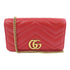 GUCCI GHW GG Marmont Chain Shoulder Bag 488426 Calfskin Leather Red