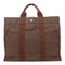 HERMES PHW Ale Line Hand Bag Canvas Brown