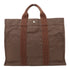 HERMES PHW Ale Line Hand Bag Canvas Brown