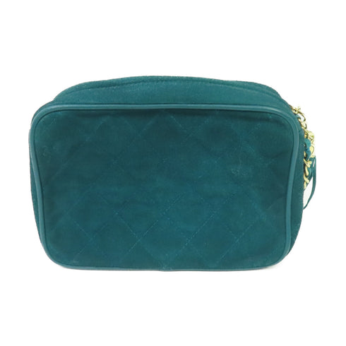 CHANEL CC GHW Vintage Camera Bag Shoulder Bag Suede Leather Green